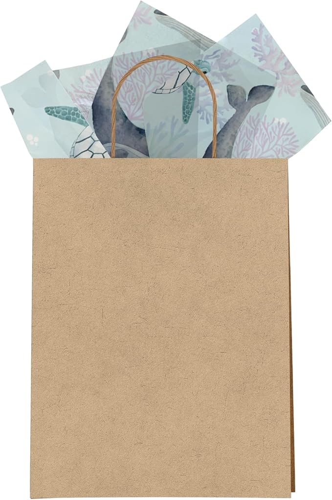 Pro Supply Global Sea Creatures Turtles and Whales Printed Tissue Paper for Gift Bags or Boxes and Wrapping - Ocean Bulk Decorative Art Tissue Paper for Packaging and Gifting | 24 Sheets 20" x 30"