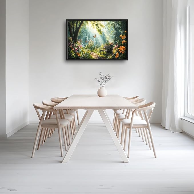 Green Forest Large Wall Art Garden Pictures Wall Decor Nature Sunlight Landscape Big Canvas Painting Prints Framed Artwork Home Decorations Above Bed for Bedroom Living Room Dining Room 36"x24"