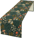 Mushroom Table Runner, Cartoon Woodland Summer Flowers Plants Forest Seasonal Spring Kitchen Dining Table Decoration for Home Party Decor, 13x36inch