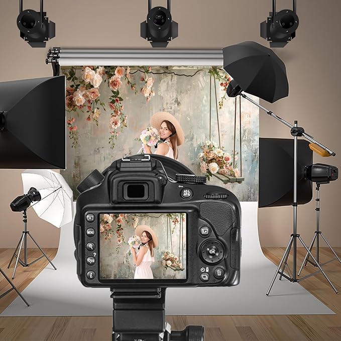 Baocicco 10x8ft Vinyl Vintage Flowers Wall Photography Backdrop Pink Rose Retro Wall Old Style Background Photo for Medieval Wedding Banner Bridal Shower Party Decors Princess Girls Birthday Studio