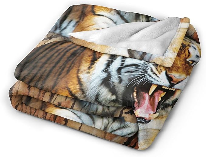 Tiger Throw Blanket - Soft, Warm, Cozy Fleece for Couch, Sofa, Bed - 60"x50" - Kids, Adults