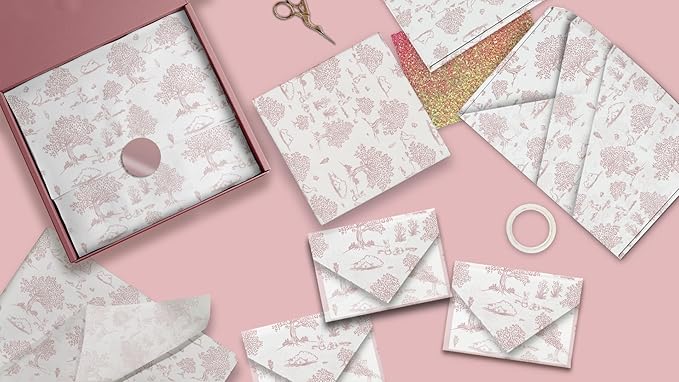 Pro Supply Global Pink Toile Printed Tissue Paper for Valentine's Day Gift Bags or Boxes and Wrapping - Bulk Decorative Art Tissue Paper for Packaging and Gifting | 24 Sheets 20" x 30"