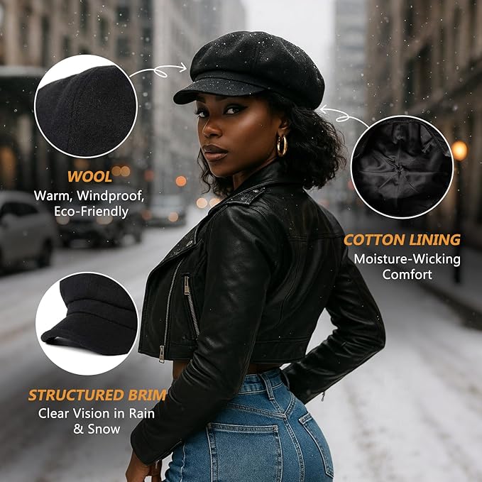 Comhats Wool Fashion Newsboy Hats for Women Winter Warm Pageboy Cabbie Cap Beret