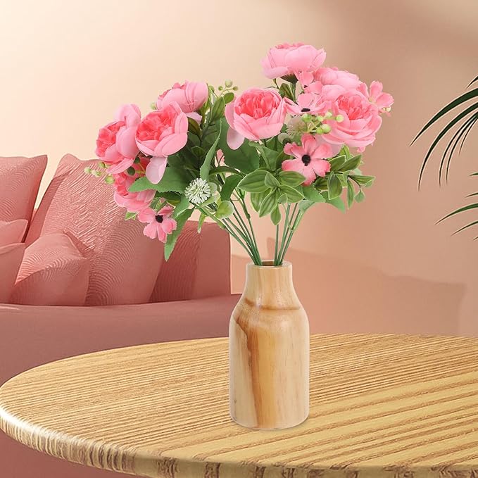 Rustic Wooden Flower Vase Pine Wood Vase for Dried Flower Container, Office, Table Centerpiece, Home Decoration