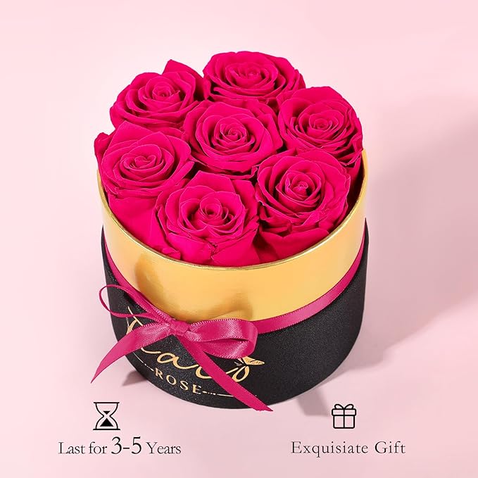 FIACO Gifts for Women Preserved Flowers in a Box-7 Forever Real Rose Flowers for Delivery Prime Birthday Gifts for Mom Grandma Wife Girlfriend Sister Fresh Flowers Eternal Rose