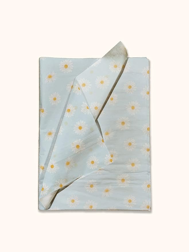 Pro Supply Global Daisies Printed Tissue Paper for Gift Bags or Boxes and Wrapping - Spring Floral Bulk Decorative Art Tissue Paper for Packaging and Gifting | 24 Sheets 20" x 30"