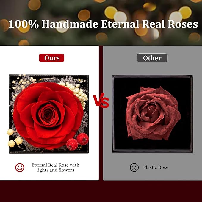 Preserved Red Real Rose -Eternal Flowers Rose Gifts for Mom Grandma Wife Girlfriend on Various Festivals Gifts for Her Christmas Birthday Anniversary with I Love You Necklace