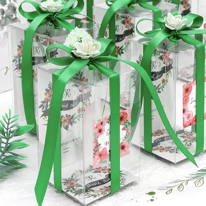 1" x 25 Yards Satin Ribbon, Green Silk Ribbon Ideal for Gift Wrapping, Floral Bouquets, Crafts, Wedding Party Decorations, Christmas and Sewing Projects