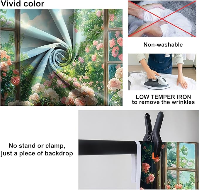 Baocicco 20x10ft Flowers Windowsill Photography Background Spring Floral Retro Oil Painting Photo Backdrop for Valentines Mothers Day Birthday Wedding Party Decorations Girls Women Portraits