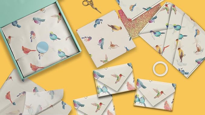 Pro Supply Global Birds Printed Tissue Paper for Gift Bags or Boxes and Wrapping - Bulk Decorative Art Tissue Paper for Packaging and Gifting | 24 Sheets 20" x 30"