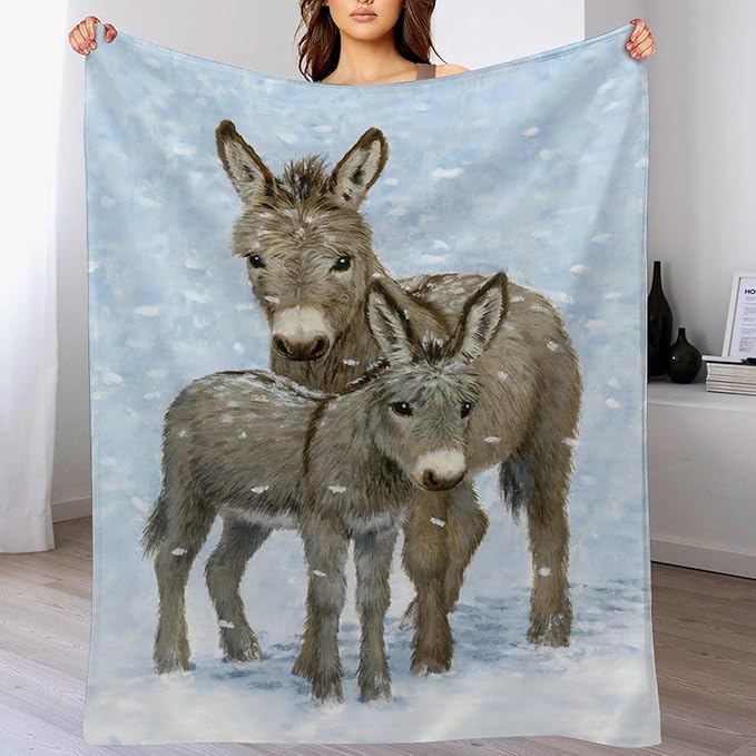 Donkey Gifts for Girls & Women - Soft, Warm & Cozy Fleece Throw Blanket for Kids & Adults - 60"x80"
