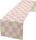 Hippie Table Runner Retro Geometric Square Purple Grid 60s70s Style Kitchen Restaurant Decoration for Indoor and Outdoor Wedding Party Table Runner 13x90 Inch