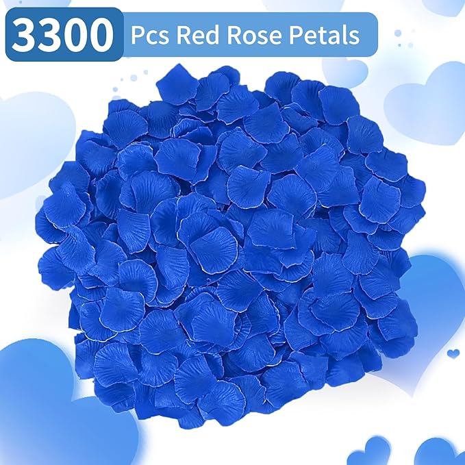3300 PCS Artificial Fake Rose Petals,Flower Petals,Romantic Nightfor Her/Him Set,Wedding, Engagement, Party, in Bulk Flower Decorations（Dark Blue）