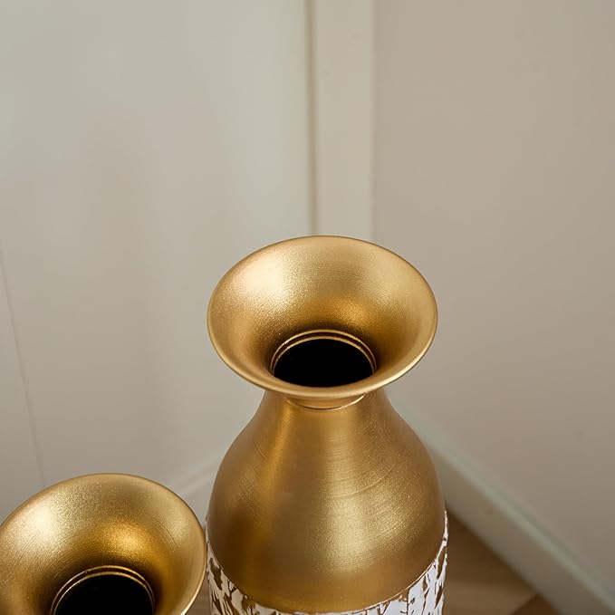 Floor Vases, Tall Home Decor Metal Vase Set of 3 Large Glazed Decorative Vases for Wedding Decor, Elegant Modern Flower Holder for Living Room, Entryway, Hallway, Dining Room