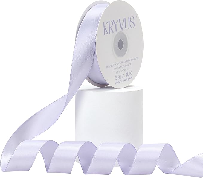 Lilac Mist Satin Ribbon, Double Faced 7/8 Inch X 25 Yards Lilac Mist Ribbon, Premium Satin Ribbon for Gift Wrapping, Crafts, Hair Bow Making, Sewing, Flower Bouquet, Wedding Party Decor