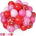 Red and Pink Balloons Strawberry Hot Pastel Light Pink Rose Red Latex Balloons Polka Dot Party Helium Balloon for Sweet Girl Berry Baby Shower Birthday Valentines Day Summer Party Decorations