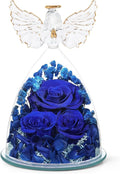 FIACO Preserved Flower Rose Gifts for Women, Forever Eternal Fresh Flowers in Glass Angel Figurines Flowers for Delivery for Grandma Mom Sister Her Wife on Mothers Day Birthday Christmas