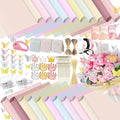 DNSGOOR 548Pcs Flower Wrapping Paper Kit with 200Sheets Waterproof Bouquet Wrapping Paper Decor Crowns 3D Butterfly Bouquet Pins Ribbons for Valentines Graduation Birthday Home Party