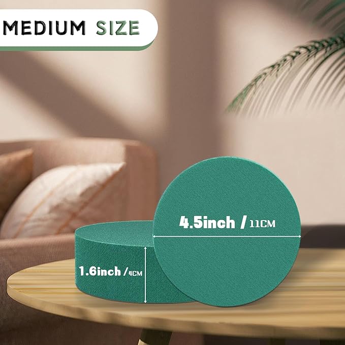 SupKing 8 Pcs Round Floral Foam 4.5", Green Wet Dry Flower Foams Florist Blocks Plant Foam for Craft Artificial and Fresh Flower Arrangements