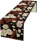 Vintage Flowers Table Runner,Boho Red Gold Floral Plant Print Art Table Runner for Home Kitchen Table Dining Indoor Outdoor Party Decor 13x120 Inch