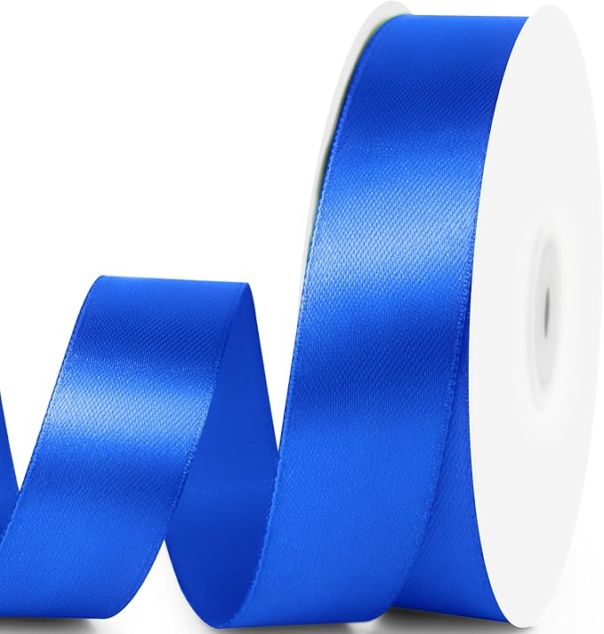 1" x 50 Yards Satin Ribbon - Royal Blue Silk Ribbon with Spool - Ideal for Gift Wrapping, Floral Bouquets, Crafts, Wedding Party Decorations, Christmas and Sewing Projects