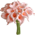 Mandy's PU Light Pink Calla Lily Artificial Flowers 20 Stems 13.5in Faux Realistic Centerpiece for Thanksgiving and Christmas Decorations DIY Bridal Bouquet Home Décor