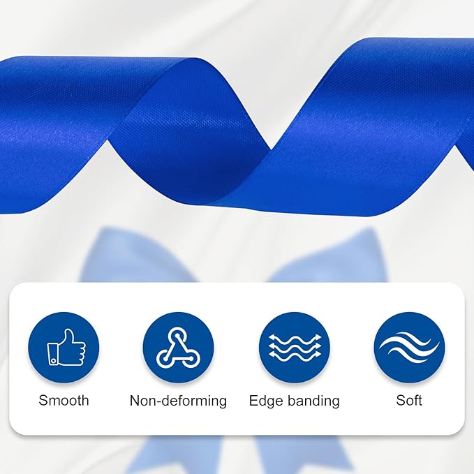 XSEINO 110 Yards Ribbon,1 1/2 Inch Royal Blue Satin Ribbon for Flower Bouquet, Gift Wrapping, Ribbons for Crafts, Hair Bows Making, Wedding Party Decoration, Sewing, Invitation Cards, Christmas
