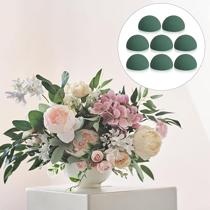 8Pcs Round Floral Foam Blocks Dry Half Blocks for Artificial Plant Arrangements Party & Wedding Decorations Flower Foam Block for Flower Arrangements
