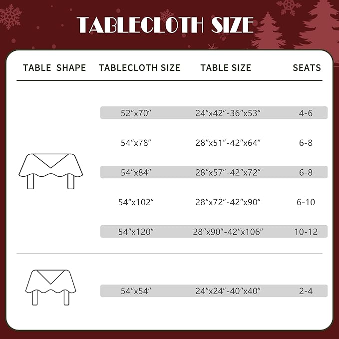 Christmas Rectangle Table Cloth,100% Waterproof Tablecloth,Christmas Decorations for Home, Vinyl Tablecloth Plastic Table Cover for Party，Picnic,Dining,Outdoor 52" x 70",Merry Ribbon