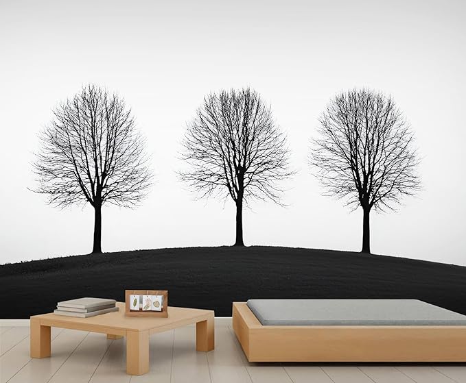 KIREUPA Minimalist Tree Wall Mural, Elegant Tree Silhouette Poster 3d Wall Murals, Modern Forest Wallpaper Mural, for Living Room Bedroom Large Wallpaper Indoor Decor 197" W x124.8 H