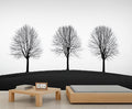 KIREUPA Minimalist Tree Wall Mural, Elegant Tree Silhouette Poster 3d Wall Murals, Modern Forest Wallpaper Mural, for Living Room Bedroom Large Wallpaper Indoor Decor 59" W x39.4 H