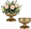 Retro Gold Vases for Centerpieces Set of 2 Brass Metal Vases for Flowers Decorative Pedestal Bowl for Table Centerpieces Floral Arrangments on Housewarming Wedding Party