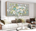 VEAEE Floral Wall Art - Float Framed Abstract Flowers Canvas Pictures Living Room Wall Decor Modern Landscape Painting Botanical Grass Artwork for Bedroom Bathroom Kitchen Office Decor 20"x 40"