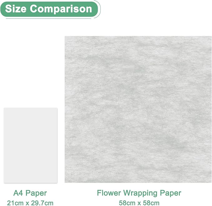 M METERXITY 20-Sheet Korean Cotton Wrapping Flower Paper, Waterproof Floral Wrapping Cotton Paper for Bouquets/Gift Packaging [Gray]