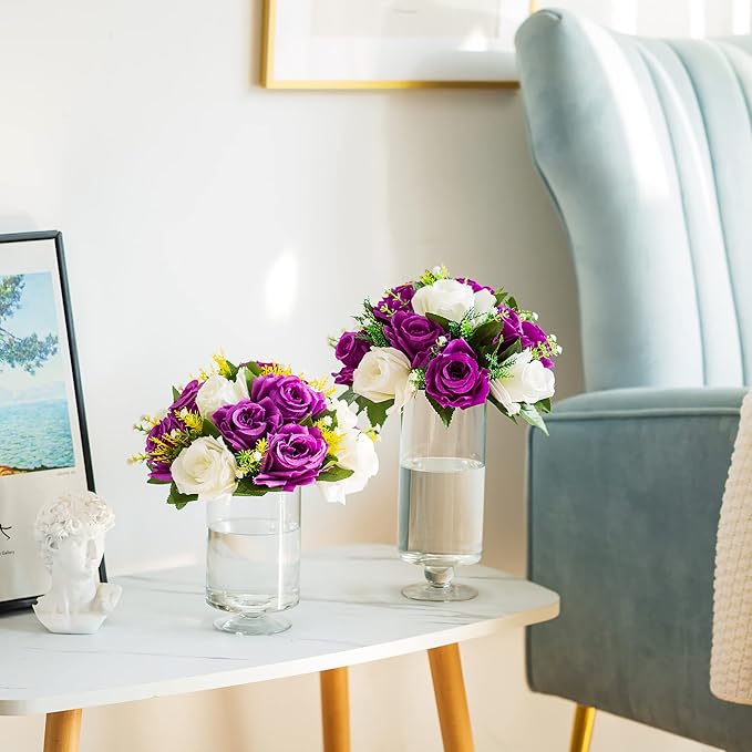 Flower Centerpieces for Wedding Tables: Wedding Table Decorations Purple & White Flower Balls Centerpieces for Engagement Cerebration Party Center Pieces 6 Packs