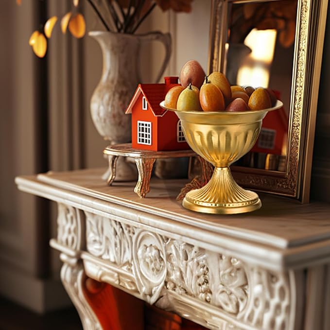 Sziqiqi Gold Vases for Wedding Centerpieces: 8.6in Big Metal Urn Vases Set of 10 Flower Arrangements for Flower Compote Vase for Wedding Decorations Table Pedestal Bowl Vase for Party