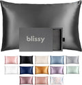 Blissy Silk Pillowcase - 100% Pure Mulberry Silk - 22 Momme 6A High-Grade Fibers - Silk Pillow Cover for Hair & Skin - Regular, Queen & King (Gray, Queen)