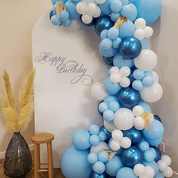 Togvu Metallic Blue Balloons Different Size, 123 Packs Blue Balloons Arch Kit, Pack of 18 12 10 5 Inch Chrome Blue Balloons Garland for Graduation Baby Shower Birthday Wedding Decoration