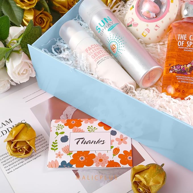 Large Gift Box with Lid 13.5x9x4.1 Inches, Blue Bridesmaid Proposal Gift Box with Magnetic Closure for All Occasion (Glossy Blue)