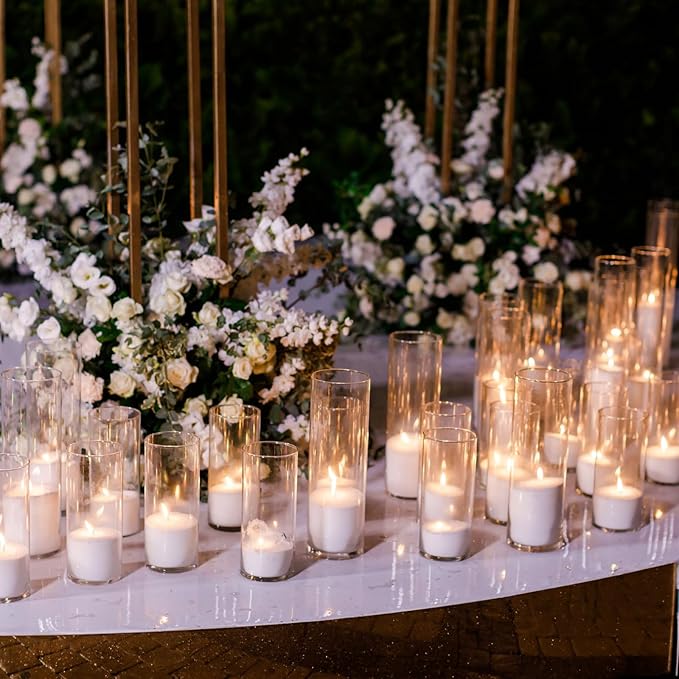 Sawysine 6 Pcs Glass Cylinder Vases 2.5''/2.95''/3.9'' Diameter Clear Flowers Vase Hurricane Floating Candles Holders for Table Centerpieces (3.9 x 8 in,3.9 x 10 in,3.9 x 12 in)