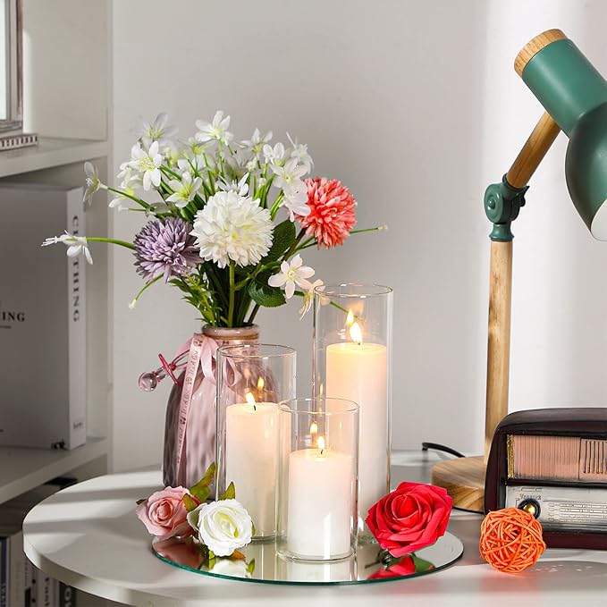 96 Pcs Cylinder Vases Set for Centerpieces, 6/8/10 Inch Tall Clear Glass Vase, Hurricane Floating Candle Holder for Wedding Table Decor, 2.5''/2.7''/3.3''' Diameter (3.3'' X 5.9'',7.9'',9.8'')