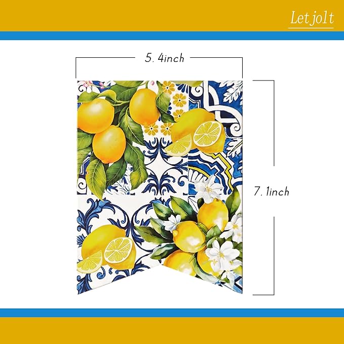 Letjolt Lemon Happy Birthday Banner Blue Girls Birthday Flag Summer Theme Party Signs Baby Shower Decorations Supplies for Women 13 pcs