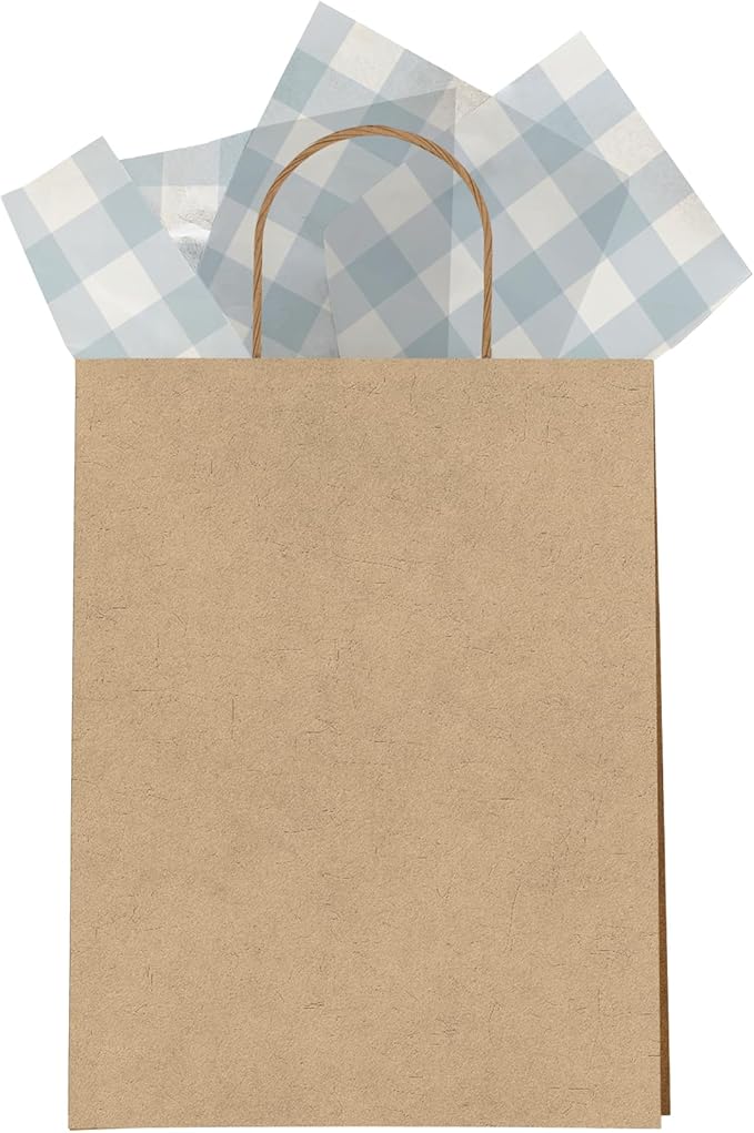 Pro Supply Global Blue Gingham Printed Tissue Paper for Gift Bags or Boxes and Wrapping - Checkered Bulk Decorative Art Tissue Paper for Packaging and Gifting | 24 Sheets 20" x 30"