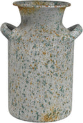 Rustic Vintage Metal Flower Vase for Decor Milk Jug Small Vases for Flowers Kitchen Decorations, Cylindrical,Perfect for Kitchen, Dining Room, Living Room,Housewarming Gift,Green