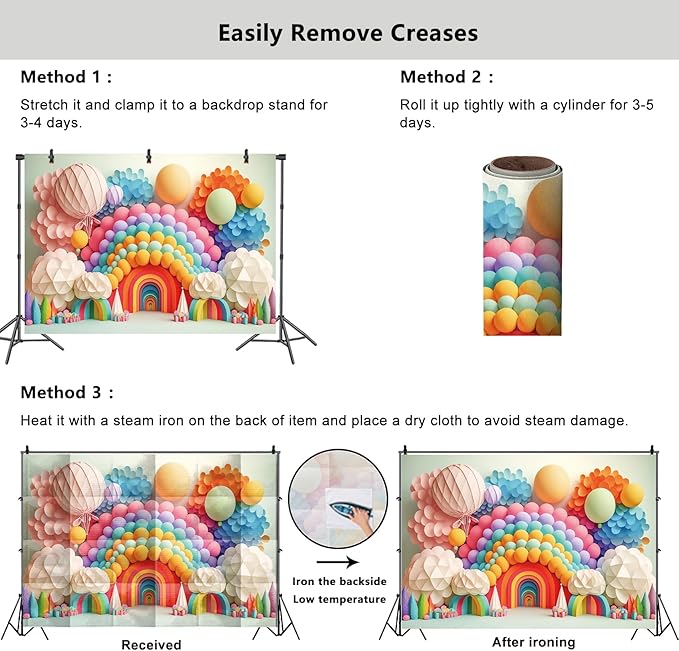 YongFoto Paper Flowers Backdrop 20x10ft Colorful Cut Paper Floral Blossom Rainbow Arch Hot Air Balloon Honeycomb Ball Photography Background Lovely Party Banner Home Decor Photo Studio Booth Props