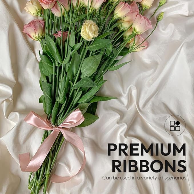 1" x 100 Yards Satin Ribbon - Champagne Gold Silk Ribbon with Spool - Ideal for Gift Wrapping, Floral Bouquets, Crafts, Wedding Party Decorations, Christmas and Sewing Projects