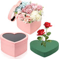Nuenen Heart Shaped Flower Gift Boxes, Floral Gift Box with Lids Floral Foam Clear Cellophane 9.8 x 9 x 5 Inches for Birthday Wedding Proposal Packaging Arrangements(Pink)