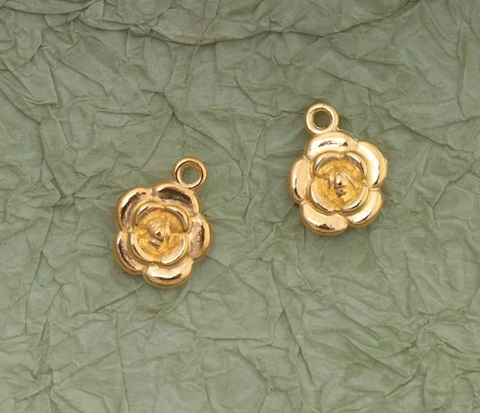 30 Pcs Rose Charms Vintage 1.6 X 1.2 X 0.4 CM Chic Flower Pendants for DIY Jewelry Making Kits Necklace Bracelets Earring Keychain Accessories