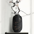 Black & Tall Ceramic Rustic Vase, 10.8 Inch Large Textured Flower Vase, Farmhouse Decorative Floral Pottery for Home Decor Table Living Room Entryway Mantel Bedroom Bathroom Kitchen (Black Bronze)