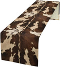 Cow Print Table Runner, Brown Cowhide Western Style Runner Country Farmhouse Cottage Patten Decoration for Home Kitchen Dining,13x108 Inch